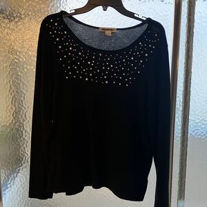Liz Claiborne Black Studded Long Sleeve Sweater